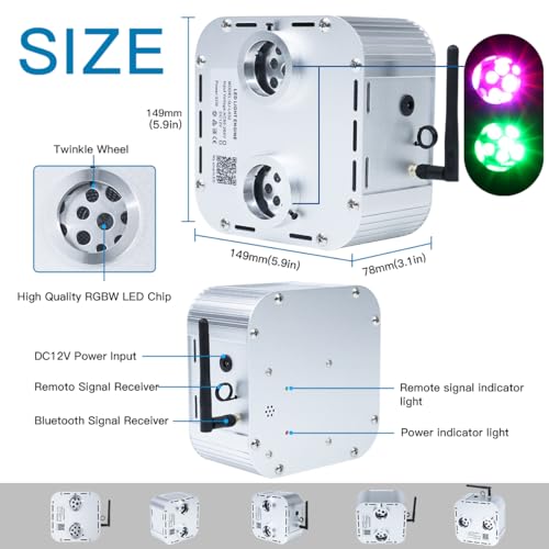 Image of AKEPO 32W Dual-Head Dual Color Twinkle Car Home Fiber Optic Light Engine, Twinkle + Same or Different Color+APP Control + Music Activated+28-Key Remote for Headliner Light Kit