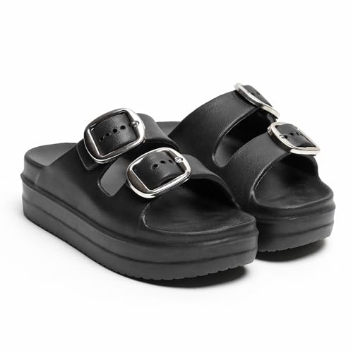 Image of Women Summer Flip Flop Slippers Casual Pillow EVA Anti-Slip Sole Slide Slipper Double Strap Sandals for Women's & Girls Rubber Flats
