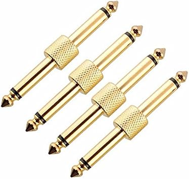 VizGiz 4 Pack Guitar Pedal Coupler Straight 1/4 inch 6.35mm Jack Male to Male Guitar Effects Pedal to Pedal Connector Adapter Plugs for Loop Station Distortion Overdrive Delay Chorus Pedals Tuner