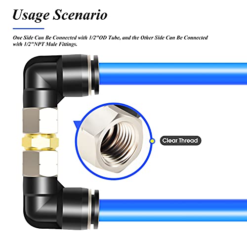 5 Raccords Coudés Push-to-connect - 5/16" Tube OD X 1/2" NPT, Noir, Nickel Cuivré