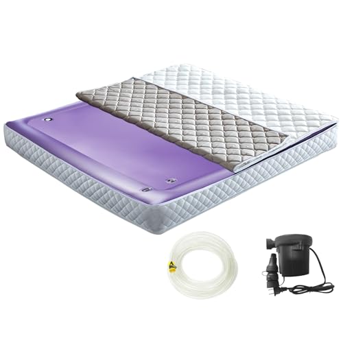 Ustenroya Free Flow Full Wave Water Mattress Square Waterbed Mattress for Adults 7.9 Thick PVC Softside Water Bed with Removable Cover Protable and Foldable Dual Air Valves (Queen - 60 x80)