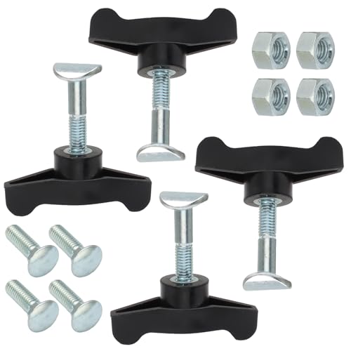 Jersvimc 4Pcs Lawn Mower Parts T Handle Nuts and Bolts - 8 Bolts, T-Handle Bolts Knobs Wing Nut Accessories for Lawn Sweeper Snow Blower