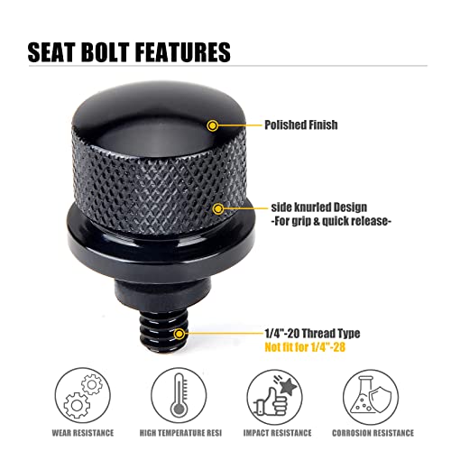 Hutexico Street Glide Sportster Seat Bolt For Harley, Motorcycle Rear Fender Knurled Screw For Dyna Sportster Softail Road Glide Street Touring King Cvo Electra Iron 883 Bob 1996-2023 (Black) #TOP1