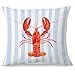 Exqcom Coastal Lobster Pillow Covers, New England Nautical Red Lobster Blue White Stripes Throw Pillow Covers for Beach House Summer Home, Preppy Beach Room Decor, Easter Coast Seafood Decor