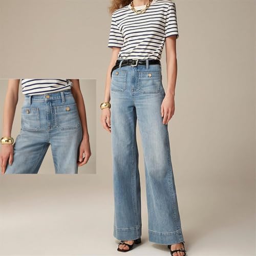 Saratily Jeans, Saratily Pants, Tummy Control Cropped Wide-Leg Jeans with Pocket, Cropped Wide Leg Jeans for Women4