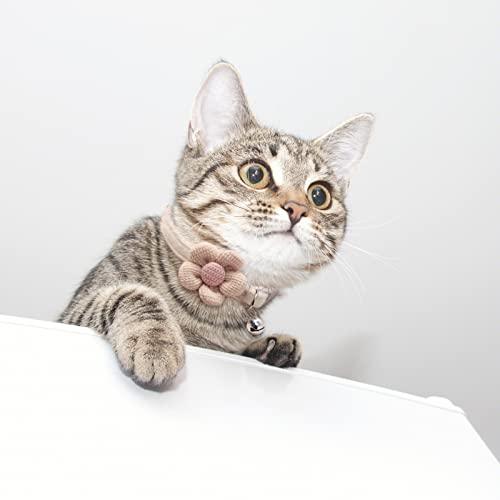 3 Pcs Kitten Collar With Bell Breakaway Cat Collar With Flower Charms Adjustable Suede Cute Cat Collar For Girl Boy Puppy Cat (Pink, White, Green) #TOP3