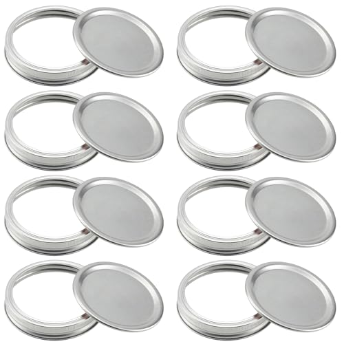 16Pcs Canning Lids suitable to for Rings Wide Mouth, Premium Mason Jar Lids with Bands/Rings for Wide Mouth Ball, Food Grade Material