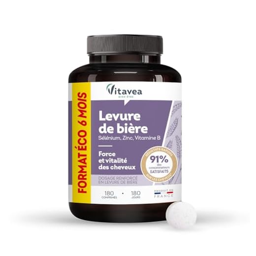 Vitavea - Levure de Bière - Force et Vitalité des Cheveux - Complément Alimentaire Cheveux - Zinc, Vitamine B - Format économique - 180 comprimés - Cure 6 mois - Fabriqué en France