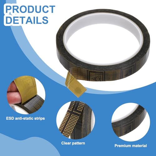 Image of PATIKIL Antistatic Tape, 2.36 Mil Thick, 9 /16 Inch x 39 Yards Conductive Adhesive Grid ESD Tape for Circuit Board Laptop Mobile Phone Communication Electronics Parts Black /Yellow