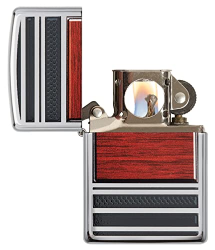 Zippo Wood Grain High Polish Chrome Pipe Pocket Lighter - Image 4