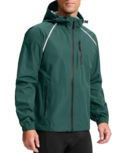 Image of Bikewa Men's Cycling Rain Jackets Waterproof Running Bike Windbreaker Lightweight Packable Hooded Jacket