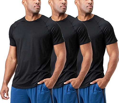 image for DEVOPS Men's 3-Pack Quick Dry Short Sleeve T-Shirt Sun Protection Runn