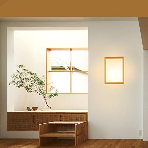 Aplique de pared retro de 2 luces E27 estilo japonés de madera maciza para cama 4