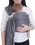 Baby Sling Ring Sling Carrier Wrap - Soft Lightweight Cotton Baby Slings for Infant, Toddler, Newborn and Kids - Great Shower Gift, Lightly Padded, Adjustable - Nursing Cover Grey