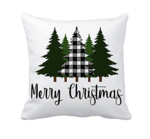 4TH Emotion Buffalo Plaid Christmas Pillow Covers 18x18 Inches for Farmhouse Christmas Decor Xmas Cushion Case for Sofa Couch Christmas Decorations