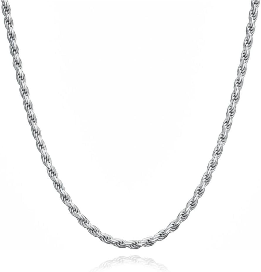 Adabele Solid 925 Sterling Silver Gold Filled Diamond-Cut Rope Chain Necklace 1.1mm 1.4mm 2mm Strong Tarnish Resistant Hypoallergenic Nickel Free Women Men Jewelry