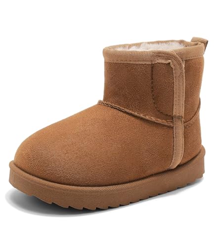 Cubufly Toddler Warm Fur Lined Boots Kids Girls Boys Winter Non Slip Snow Boots Outdoor Shoes