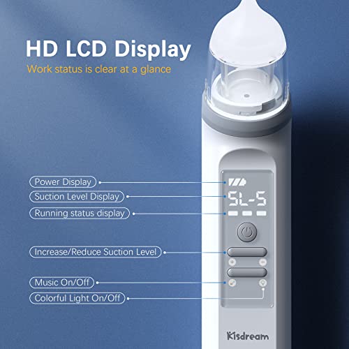 Nasal Aspirator for Baby: Nose Sucker Electric Nose Suction Baby Booger Sucker Baby Nose Aspirator Mucus Nose Cleaner with Music and Colorful Light