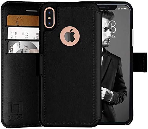 LUPA iPhone Xs Max Wallet Case -Slim & Lightweight iPhone Xs Max Flip Case with Credit Card Holder - iPhone Xs Max Wallet Case for Women & Men - Faux Leather i Phone Xs Max Purse Cases – Black