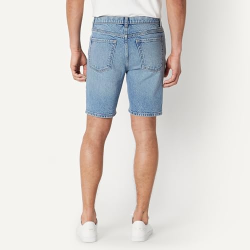 Amazon Essentials Men's Heavyweight Stretch Straight-Fit Jean Shorts, Authentic Medium Wash, 36 - 1