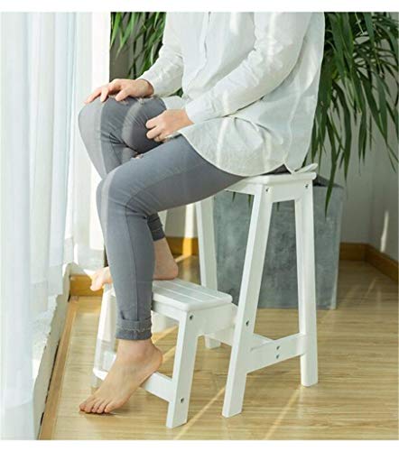 Échelle de tabouret pliant en bois massif blanc à double usage - 5