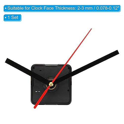 PATIKIL Clock Mechanism Replacement, Quartz Clock Mechanism Battery Operated DIY Wall Clock Aluminium 70mm Hands and Motor Kit Mute Movement, Black Red