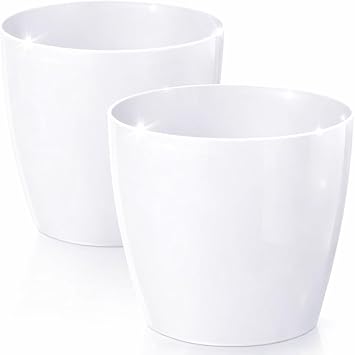 Flower pot plant pot outer planter plastic decorative pot for large plants 2 x flower pot set flower pot herb pot 2 pack White Diameter 25 cm