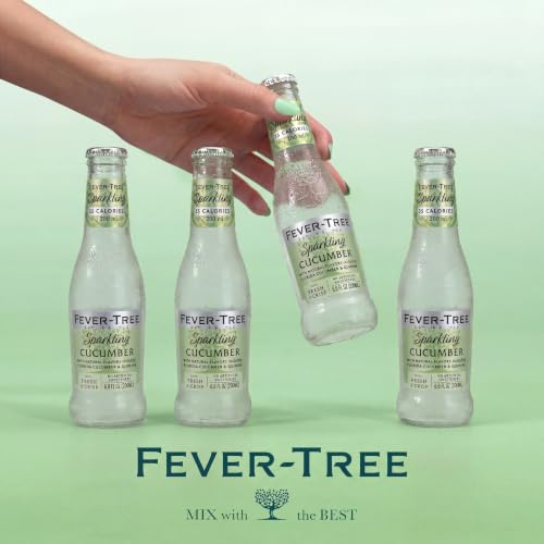 Image of Fever-Tree Sparkling Cucumber - Premium Low Calorie Mixer for Cocktails and Mocktails, 6.8 fl oz Bottles, Pack of 4 - Naturally Sourced, Non-GMO