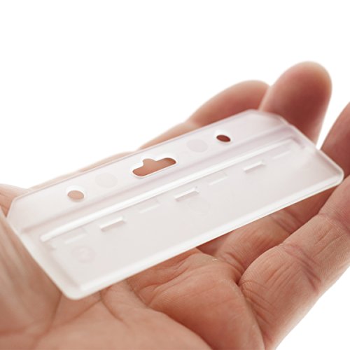 5 Pack - Rigid Plastic Horizontal Half Card Id Badge Holders - Hard Plastic Easy Access Swipe Card Holders By Specialist Id #TOP3