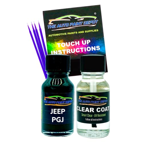 Auto Paint Depot Touch Up Paint for Jeep Commander,Grand Cherokee,Liberty,Wrangler-Jeep Green Metallic GJ/PGJ (All Years, All Models) Half Ounce with Clear Coat