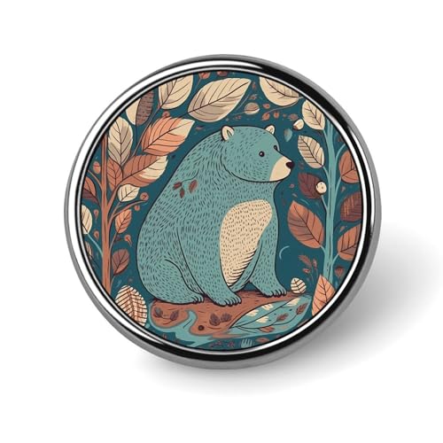 Broche imprimée ours forêt ronde tendance pour femme bijou quotidien mariage