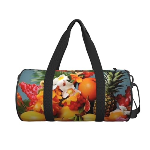 Tropical Fruits and Flowers Duffle Bag for Women Men Personal Item Travel Bags Canvas Weekender Overnight Bag Lightweight Sports Tote Gym Bags Carry On Luggage Bag2