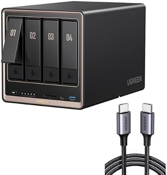 UGREEN NASync DXP4800 GT 4 Bay NAS Bundle with 1M USB Type C Cable