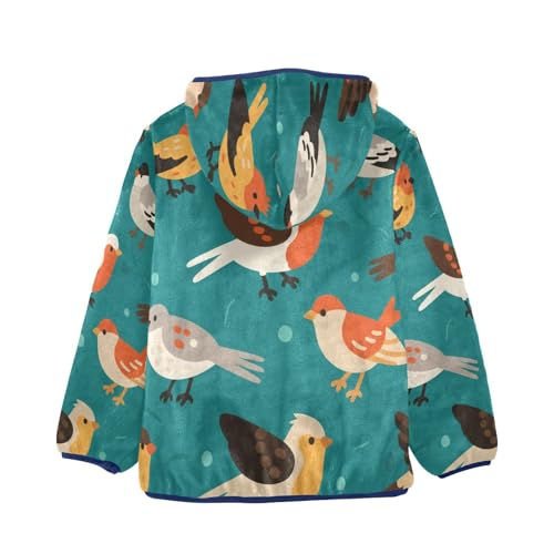 Birds Flying Toddler Fleece Jacket Girl Boys Hooded Fleece Jacket Coat Warm Outwear Zip-up 3-10T2