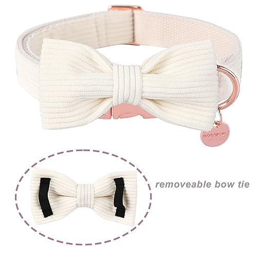 DOGWONG Corduroy Dog Collar with Bowtie - Image 2