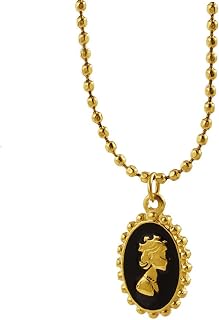 Stainless Steel Oval Queen Elizabeth Coin Disc Pendant Necklace Women Delicate Gold Plated Jewerly