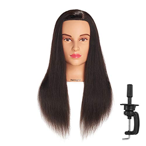 Hairingrid Mannequin Head 20"-22" 100% Human Hair Hairdresser Cosmetology Mannequin