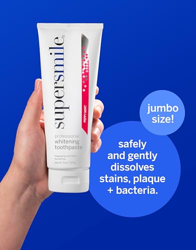 Image of Supersmile Peppy Mint Whitening Toothpaste, Fluoride-Free, 8 Oz | Calprox Powered, Whitens 5.5 Shades in 7 Days, Candy Cane Flavor Without the Sugar, Veneer Safe, SLS-Free