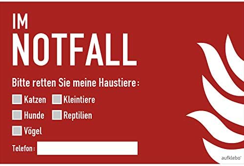 SITHON Haustier-Rettung Aufkleber Set - 6 Aufkleber + 3 Karten Notfall