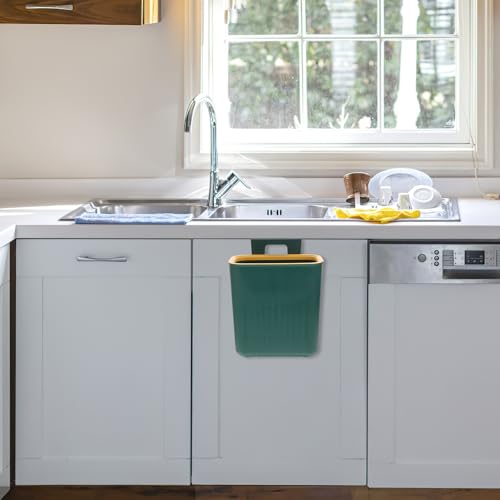 Caneca de basura colgante verde pequeña para cocina miniatura 5