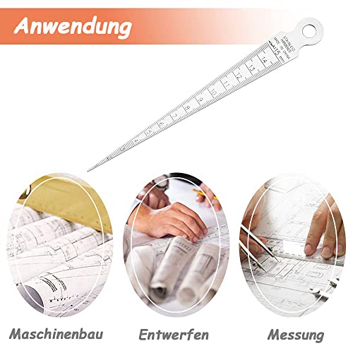 Mesee Edelstahl Lineal, Keil Fühlerlehre, Konuslehre, Tiefenlineal, 1-15 mm Edelstahl Spaltlehre Schweißen Lineal, Tragbares Lineal für Tischlerzeichnungen für die Verjüngungsmessung