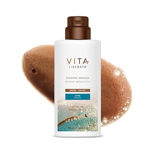 VITA LIBERATA Tinted Self Tanner Mousse - Dark 6.76 fl oz, Lightweight & Fast Drying Formula, Tinted For Easy Application, Lasting Tan, Formulated with Organic Aloe Vera & Hyaluronic Acid