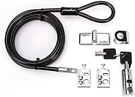 Rocstor Y10C181-B1 Rocbolt Desktop and Peripherals Security Locking Kit with 8’ Cable and Key Lock - Galvanized Steel, Nickel, Zinc Alloy - 8 ft. (2.5m) - for Notebook, Desktop Computer, Black