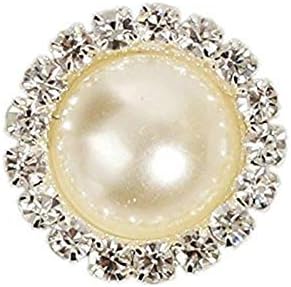 Xucus 2018 Nuevo 10pcs Ronda Blanco Flatback 0.827in Diamantes de imitación DIY Cabello Interspersed Botón Brillante Accesorios de Boda Costura