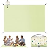 Manta Picnic Impermeable Verde 150 x 210 cm, Tapete de Picnic con Asa, Compacta Manta de Playa, Manta Picnic Portátil, Tapete de Picnic Plegable para Interiores, Playa, Camping, Viajes, Césped, Parque