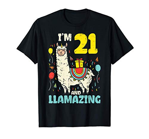 Im 21 Llamazing Llama 21st Birthday Cute Alpaca Animal Gift Maglietta