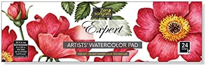 Zen Sangam Gouache Paper Pad – 300 GSM, Cold Pressed, 24 Sheets, Bookmark Size (18x5cm)