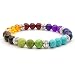 Produktbild Achat Perlen 7 Chakras Energie Stein Armband Yoga Healing Balance Stein Armkette Elastisches Steinarmreif (Colour1)