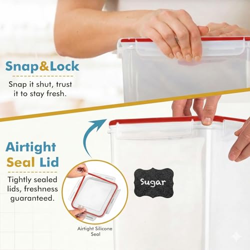 Image of Shazo 2 PC (9.5L | 321 Oz) Extra Large Bulk Food Storage Containers with Airtight Lids for Flour, Sugar, Rice, Cereal & Pasta - Leakproof, BPA-Free Plastic Canisters for Kitchen & Pantry Organization