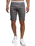 Indicode Herren Villeurbanne Jeans Shorts mit 5 Taschen | Herrenshorts Used Look Shorts Pewter XL